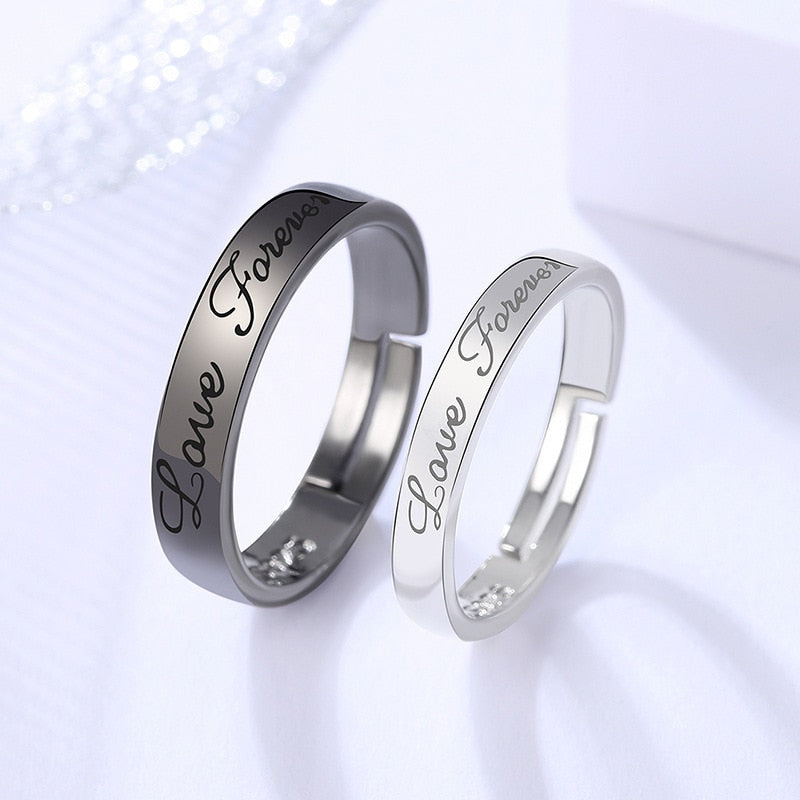 2Pcs/set Black White Romantic Couple Rings