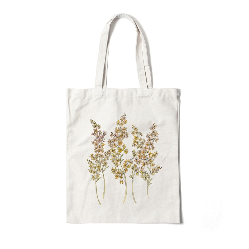 Floral Canvas Reusable Tote Bag