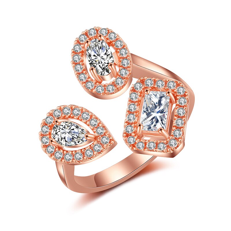 Trendy Water Drop Zircon Stone Adjustable Ring