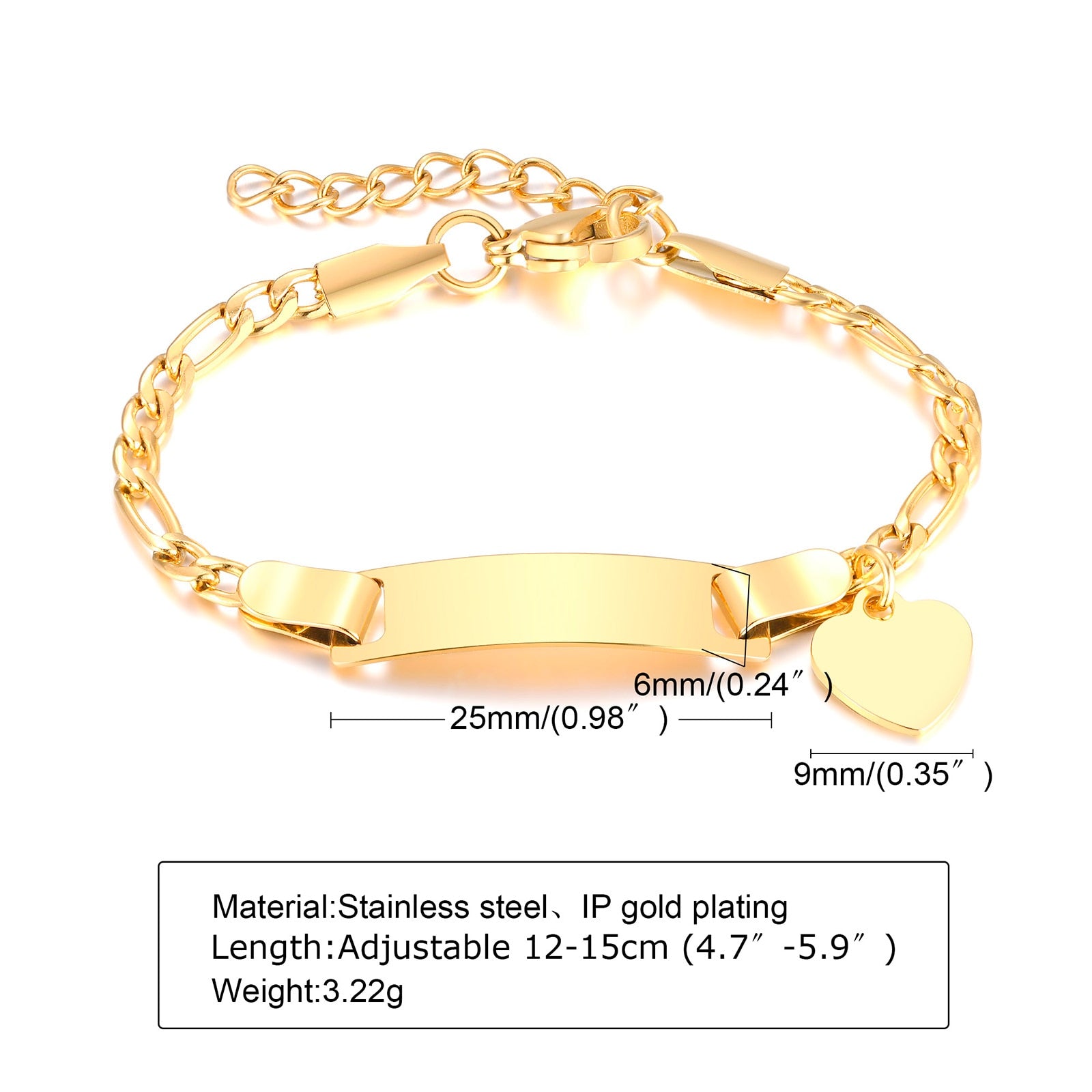 Custom Personalized Name Baby ID Stainless Steel Bracelet