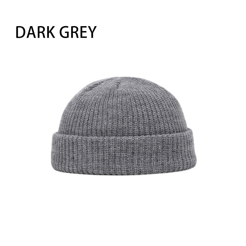 Women Men Solid Color Warm Knitted Brimless Hat
