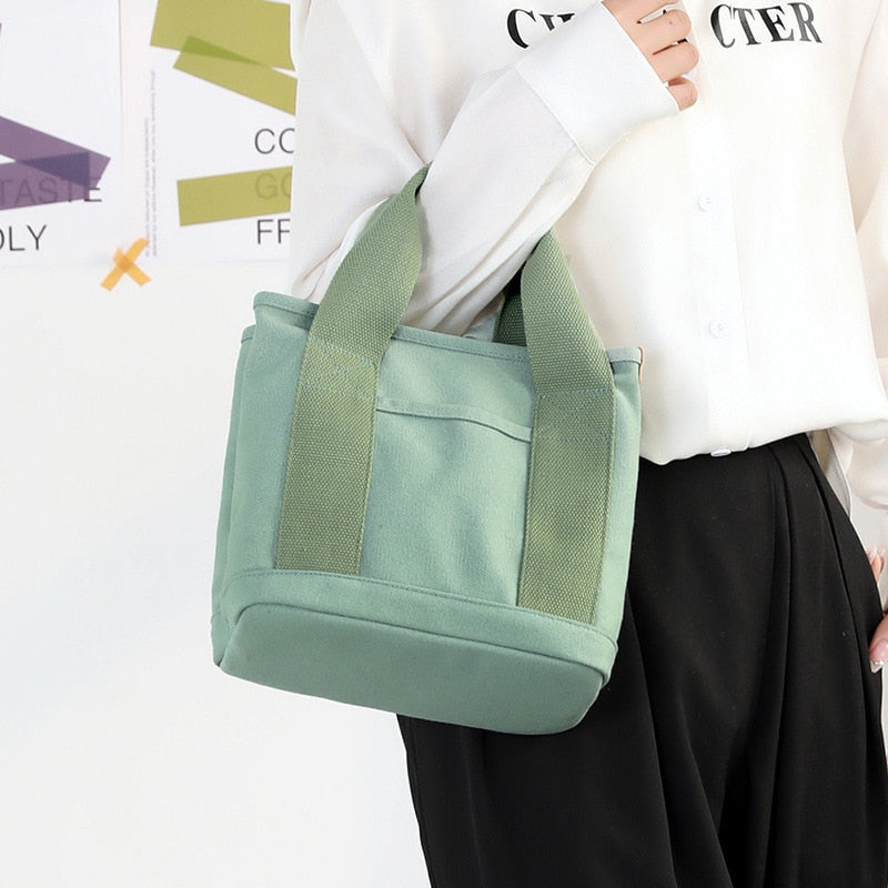 Small Bag With Zipper Shoulder Portable Thickened Canvas Bag