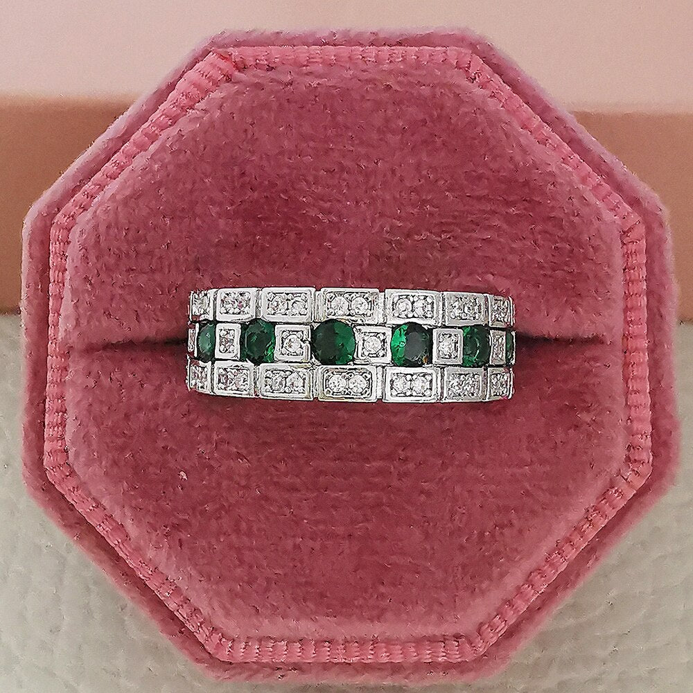 Luxury Rose Gold Silver Color Big Wheel Band Eternity Ring