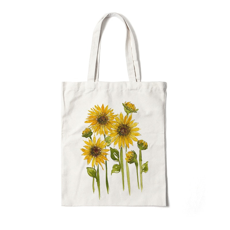 Floral Canvas Reusable Tote Bag