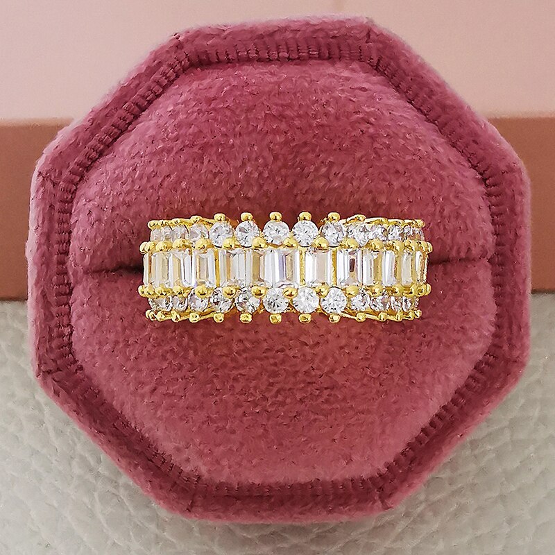 Luxury Rose Gold Silver Color Big Wheel Band Eternity Ring