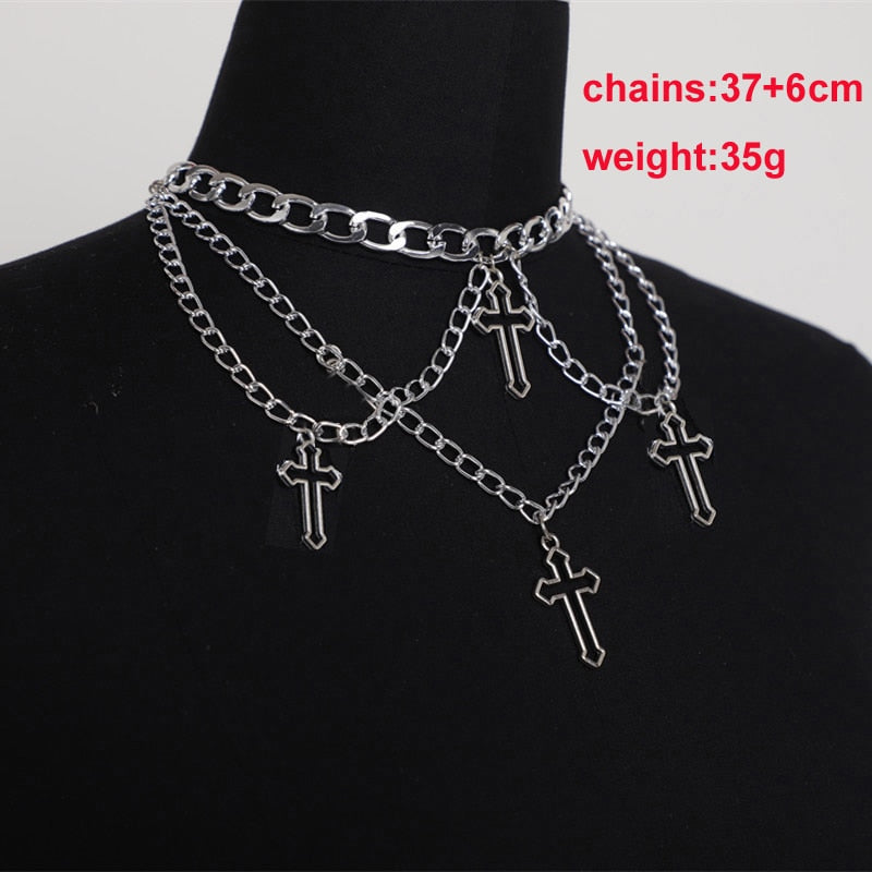 Wgoud Fashion Gothic Cross Pendant Choker Necklace