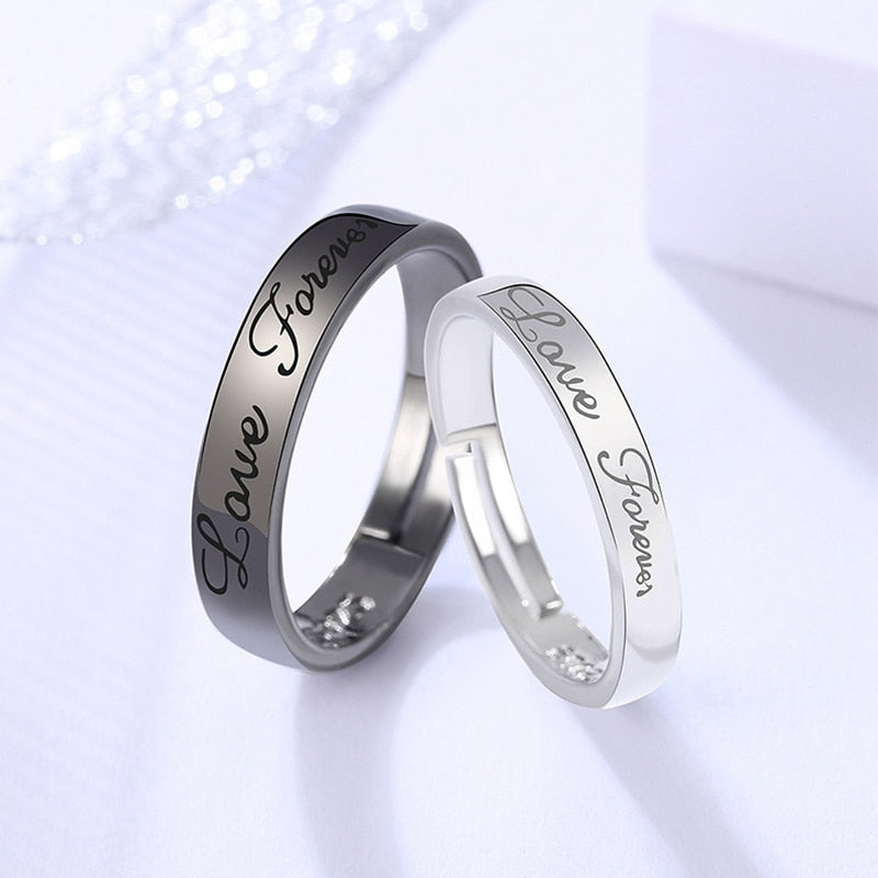 2Pcs/set Black White Romantic Couple Rings