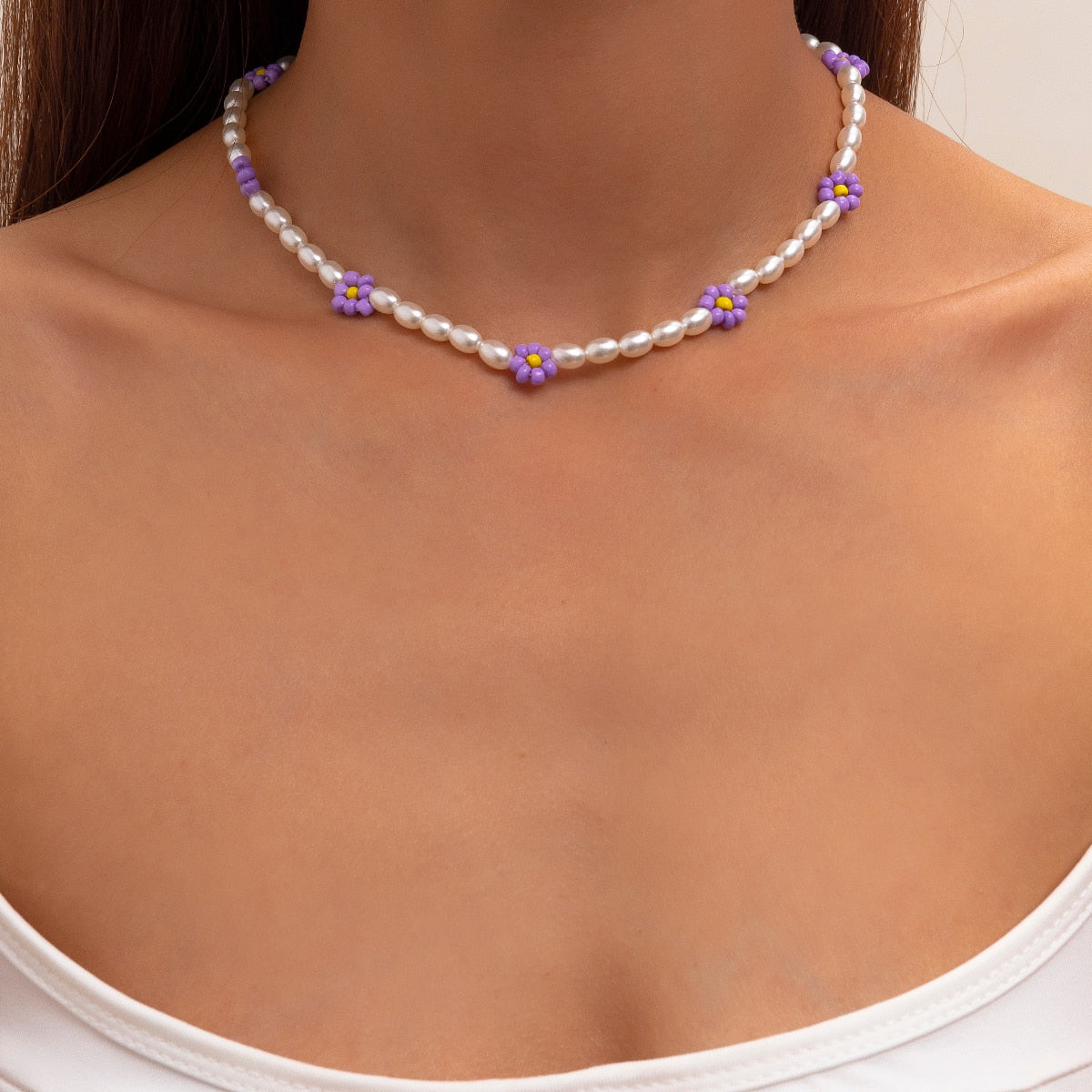 Salircon Trend Bohemia Rainbow Color Seed Beads Chain Choker Necklace