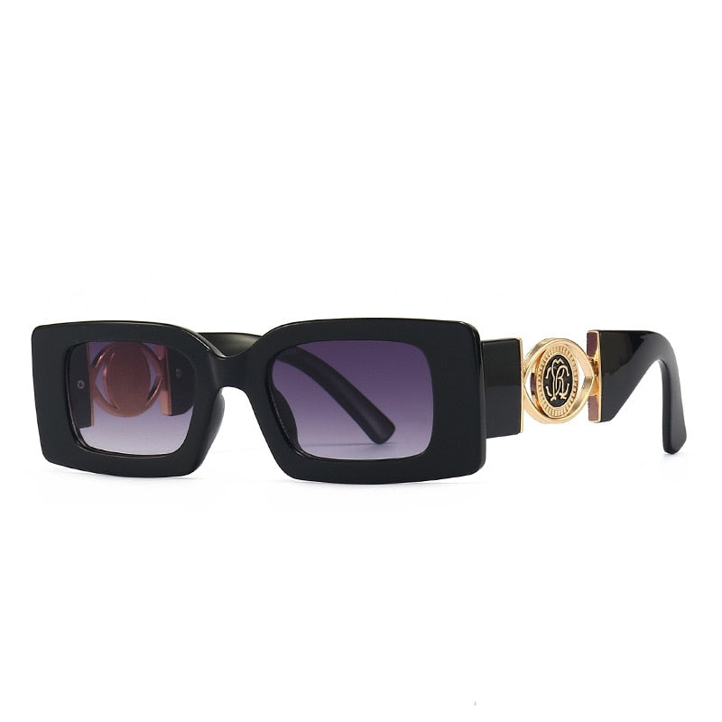 Vintage Fashion Square Luxury Designer Black Sun glasses