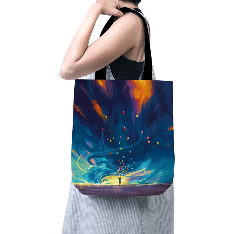 Cartoon Little Prince Women Canvas Eco Foldable Reusable Shopper Bag