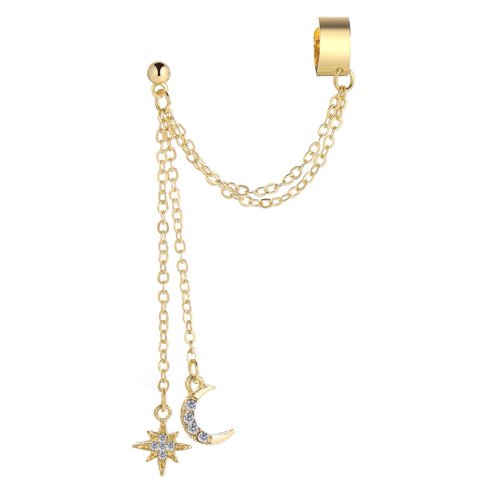 JWER New Long Tassel Ear Cuff Multilayer No Piercing