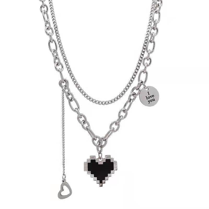 Kpop Vintage Metal Heart Neck Chains Choker Grunge Necklaces