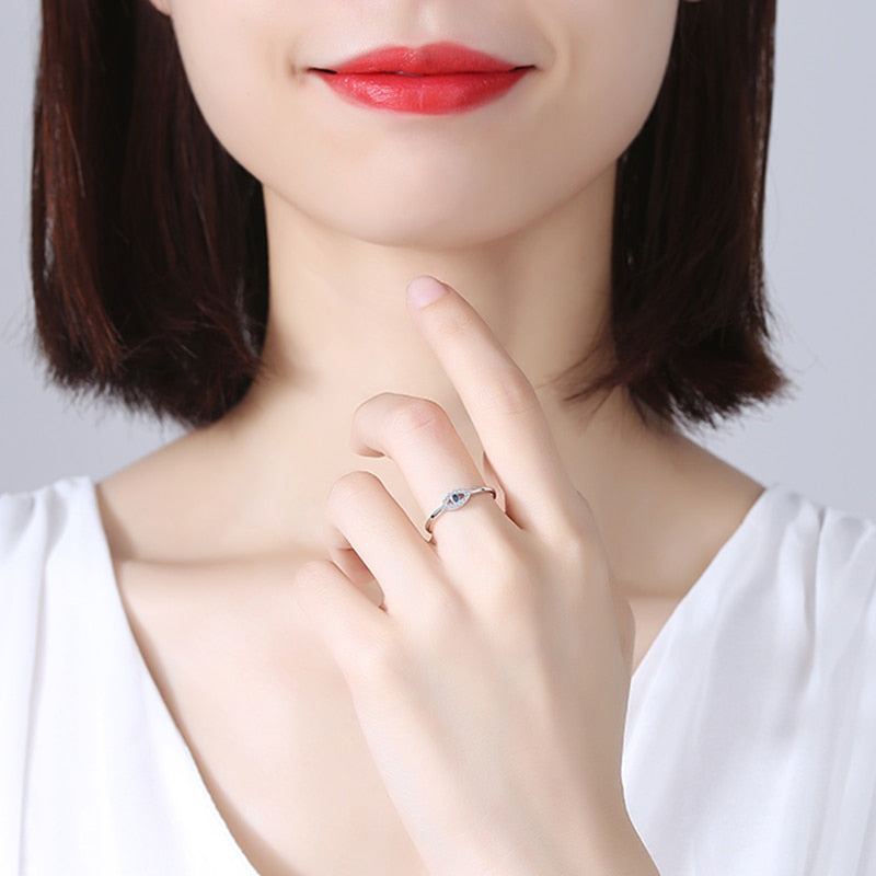 TONTGZHE Genuine 925 Sterling Silver Evil Eye Ring