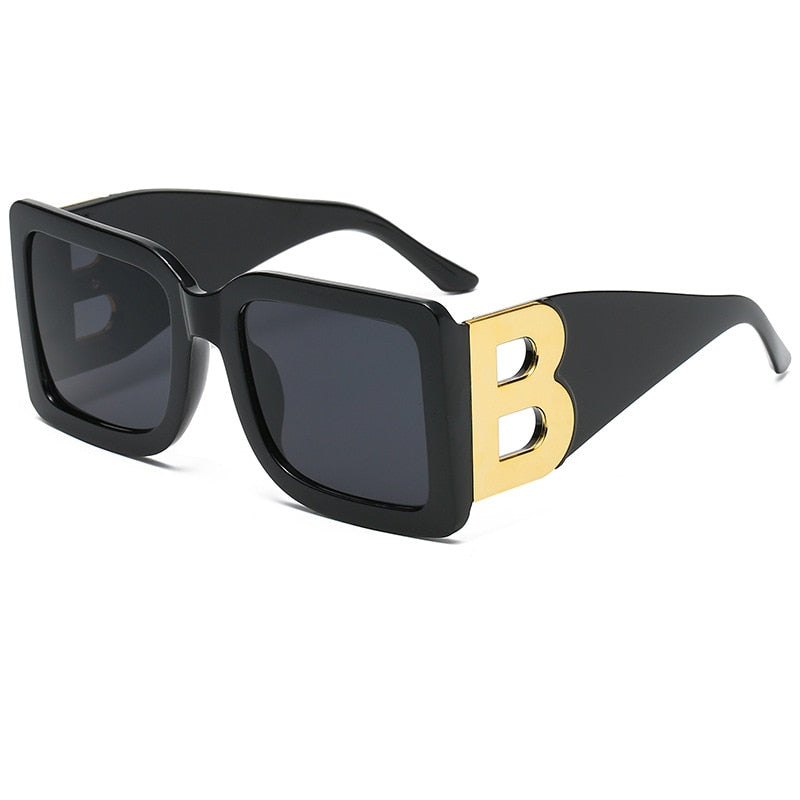 Retro Black Gradient Imwete Oversized Square Sunglasses