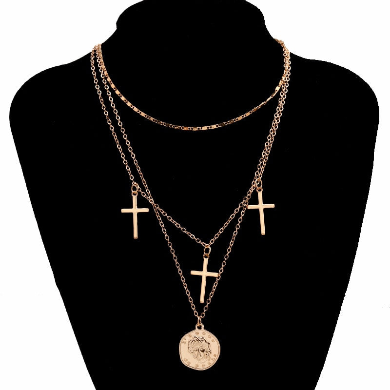 Wgoud Fashion Gothic Cross Pendant Choker Necklace