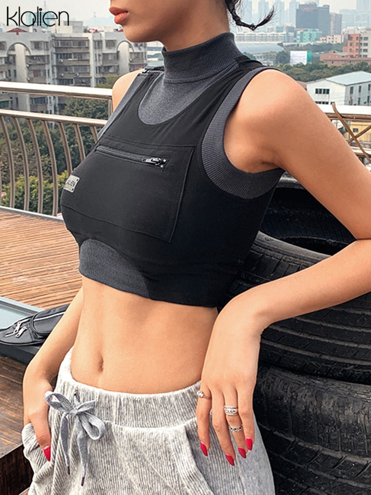 Stretch Harajuku Streetwear Crop Top  Elastic Casual Slim Sleeveless Camisole