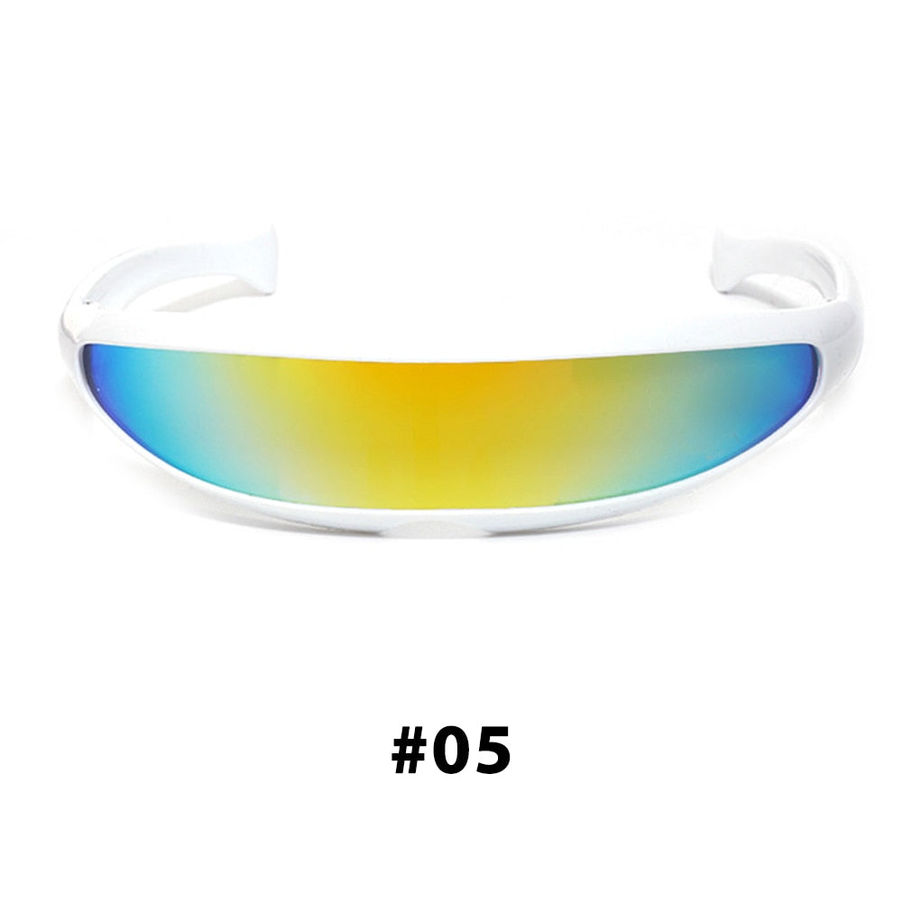 Futuristic Narrow Cyclops Visor Sunglasses Laser Eyeglasses UV400 Personality Mirrored Lens