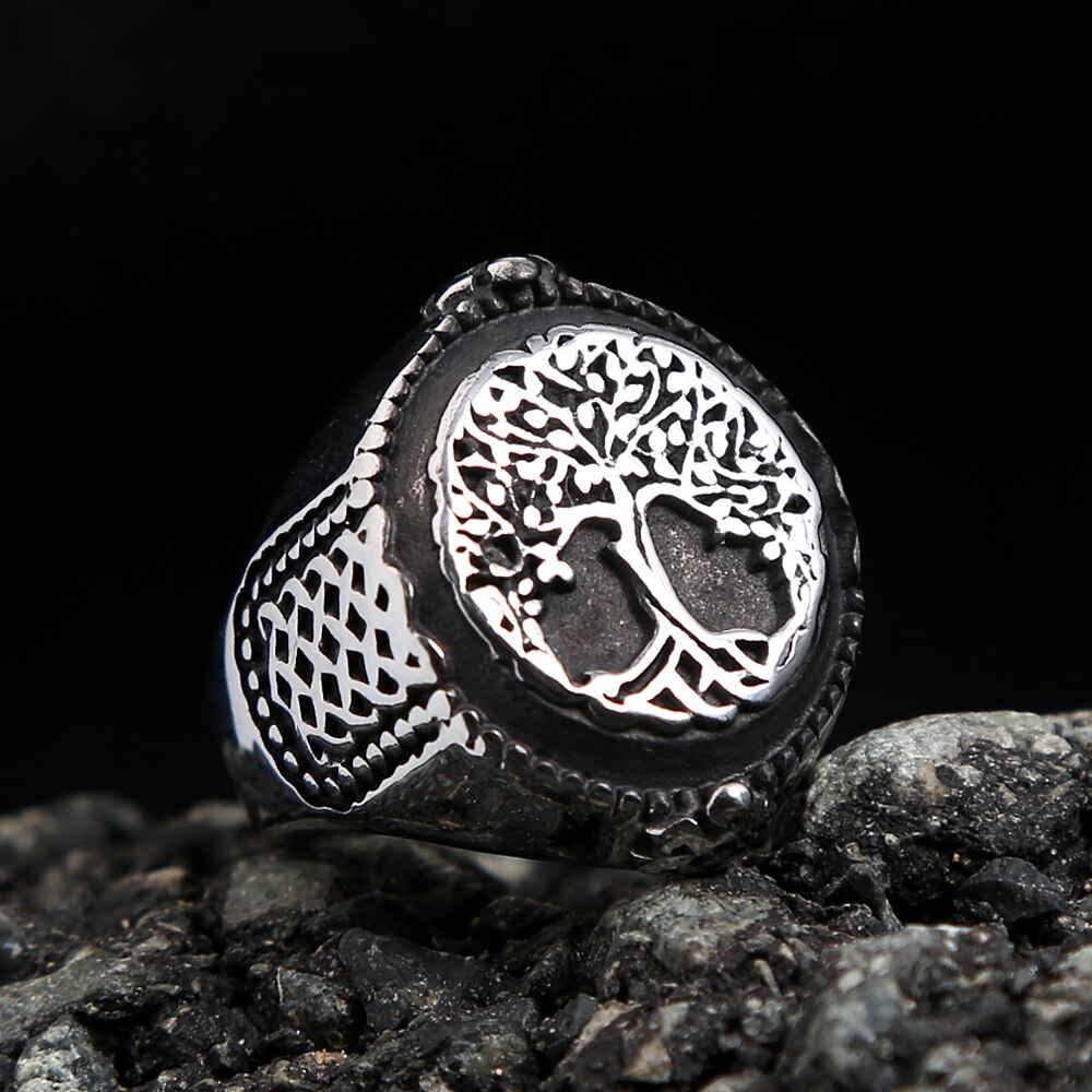 Vintage Viking Tree Of Life Nordic Mythology Stainless Steel Ring