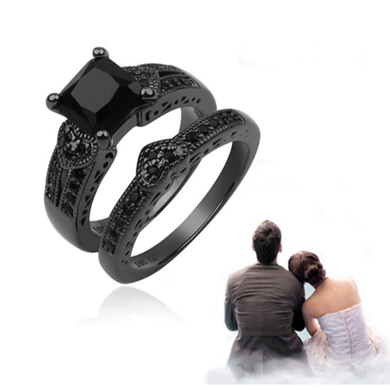 Fashion Couple Black Zircon Creative Black Ring