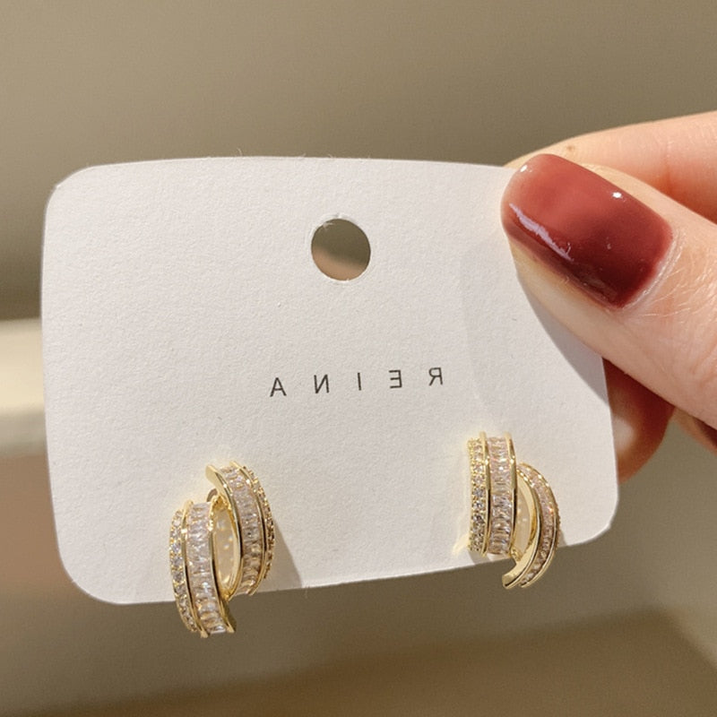 Fashion Metal Flower Pearl Cute Elegant Earrings