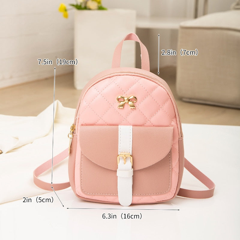PU Leather Mini Women Backpack Multi-Function Bag