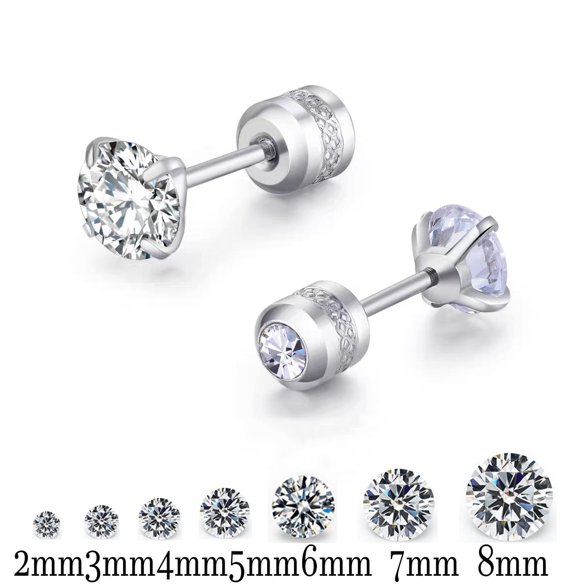 Stainless Steel 4 Color CZ Zircon korean Earrings
