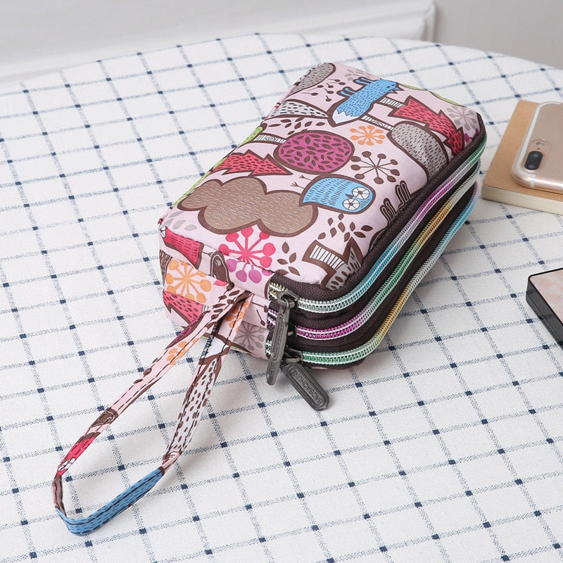 Three-layer Print Canvas Long Wallet