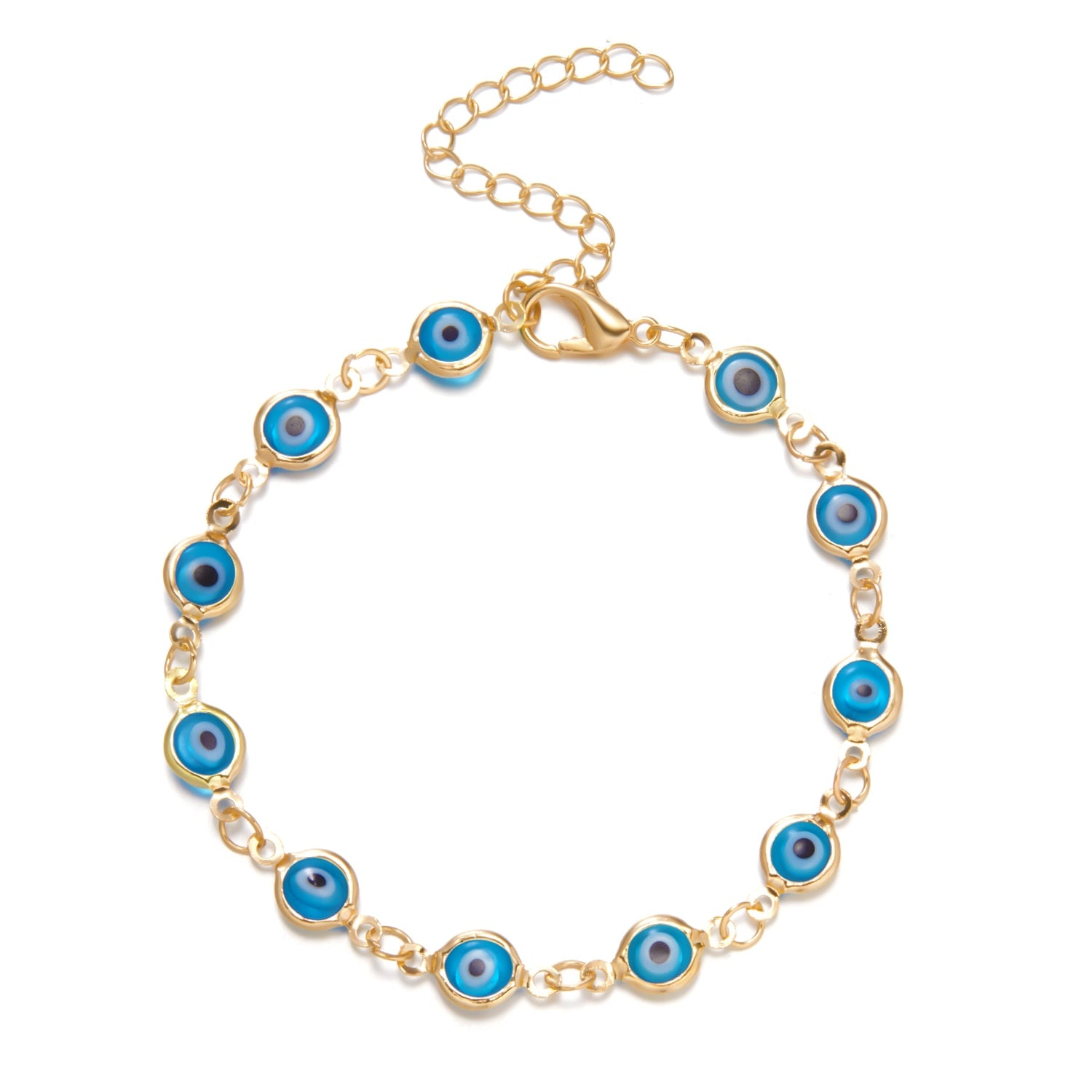 Lucky Turkey Evil Eye Bracelet Colorful Adjustable Metal Chain Bracelet