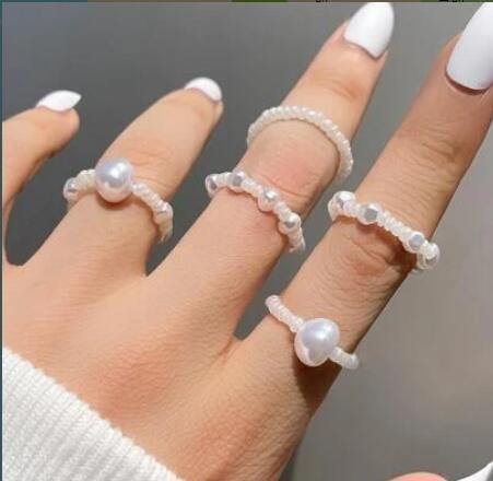 Hollow Heart Ring Set 5PCS Elegant Vintage Adjustable