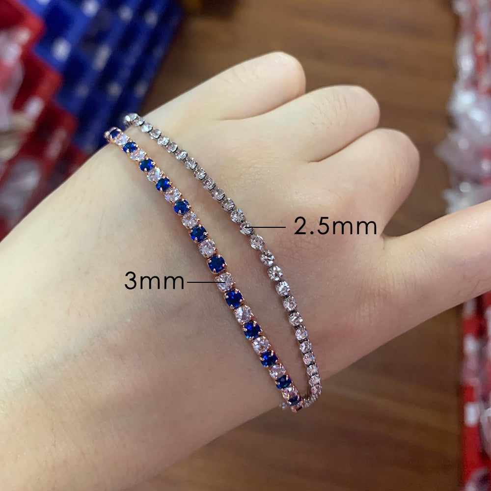 ZHOUYANG Simple Blue Round Zircon Bracelet