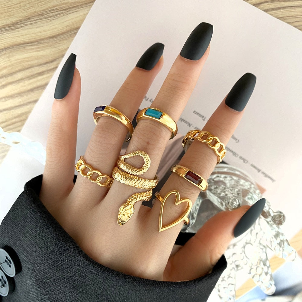 Vintage Geometric Retro Multi Knuckle Joint Finger Ring