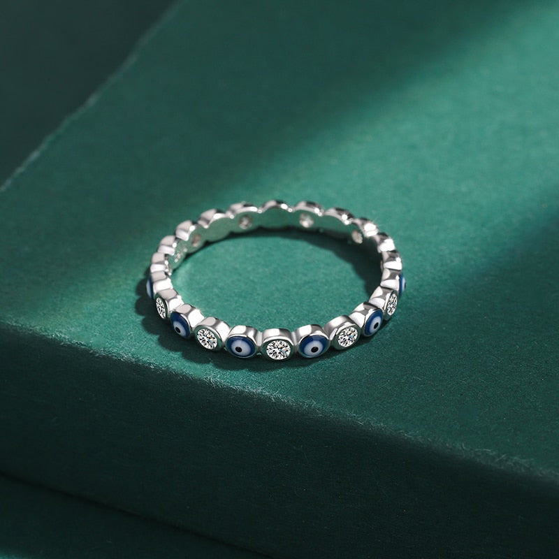 Creative Sapphire Eye Round Full Diamond Crystal Couple Ring