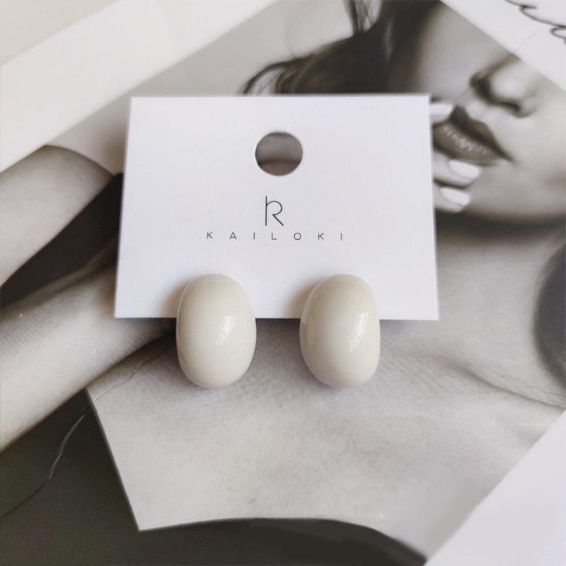 Korean style candy colors C-shaped earrings