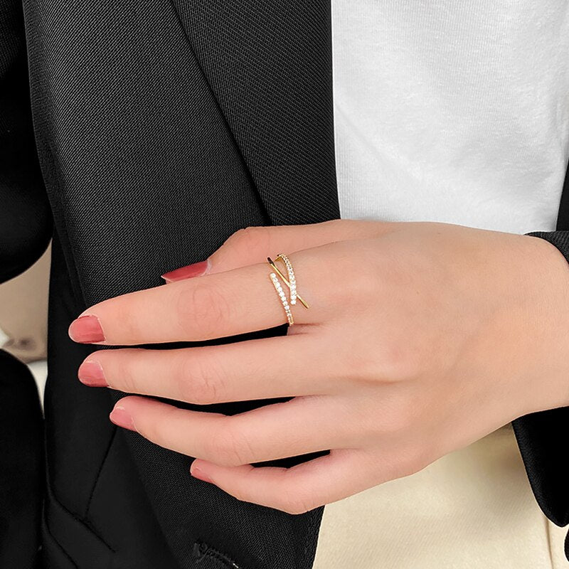 New Charming 14K Real Gold Cross Opening Adjustable Ring