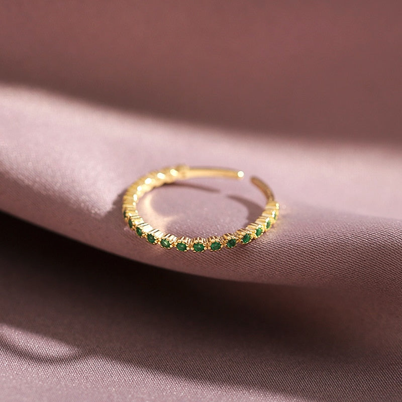 Trendy Fine 14k Real Gold Emerald Opening Rings