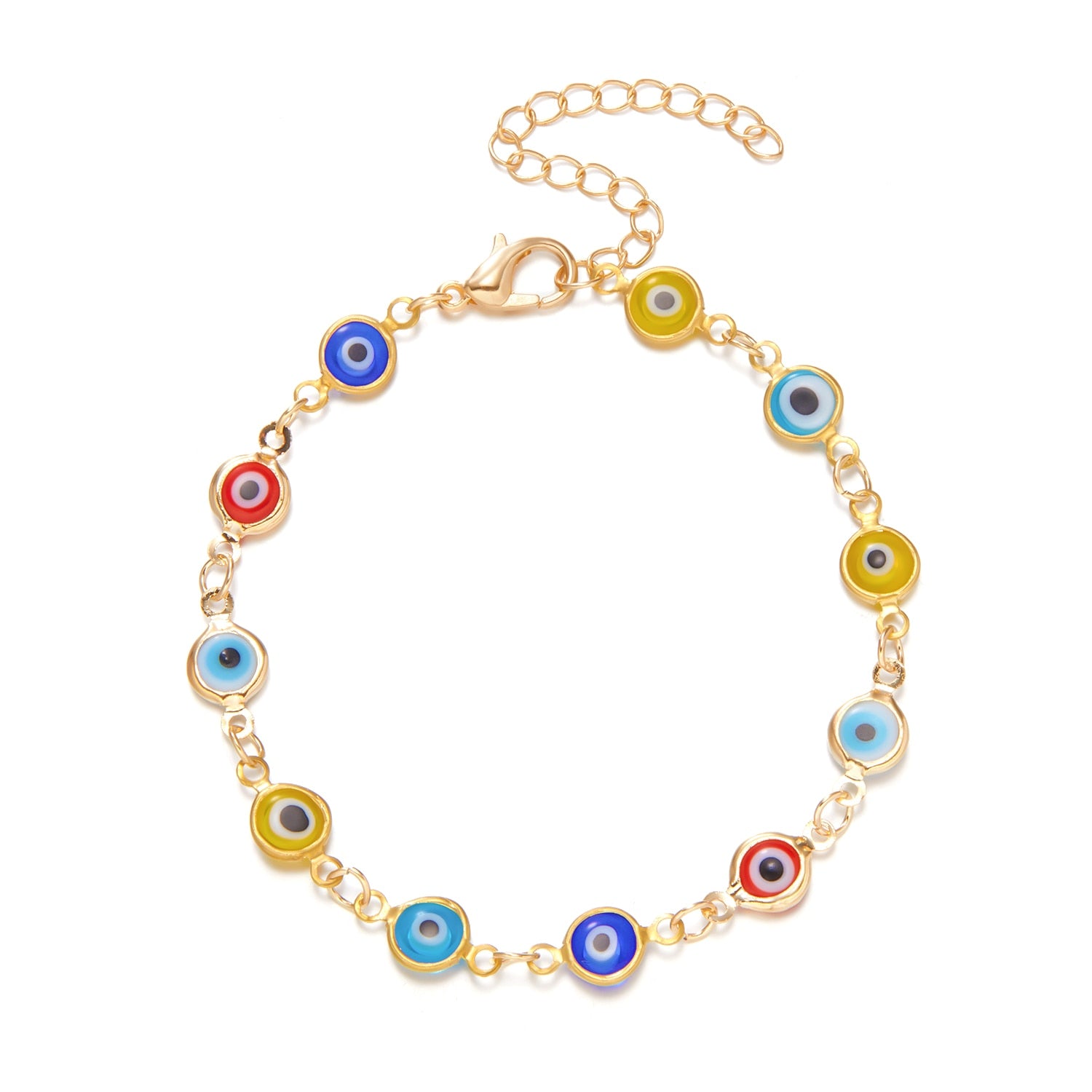 Lucky Turkey Evil Eye Bracelet Colorful Adjustable Metal Chain Bracelet