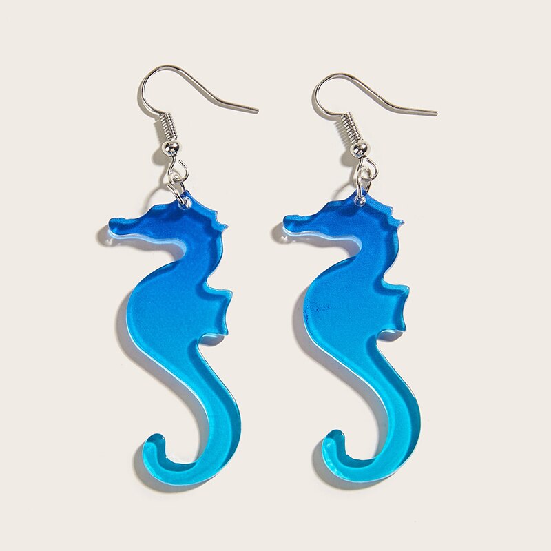 Retro Acrylic Flower Temperament Contrast Color Square Earrings