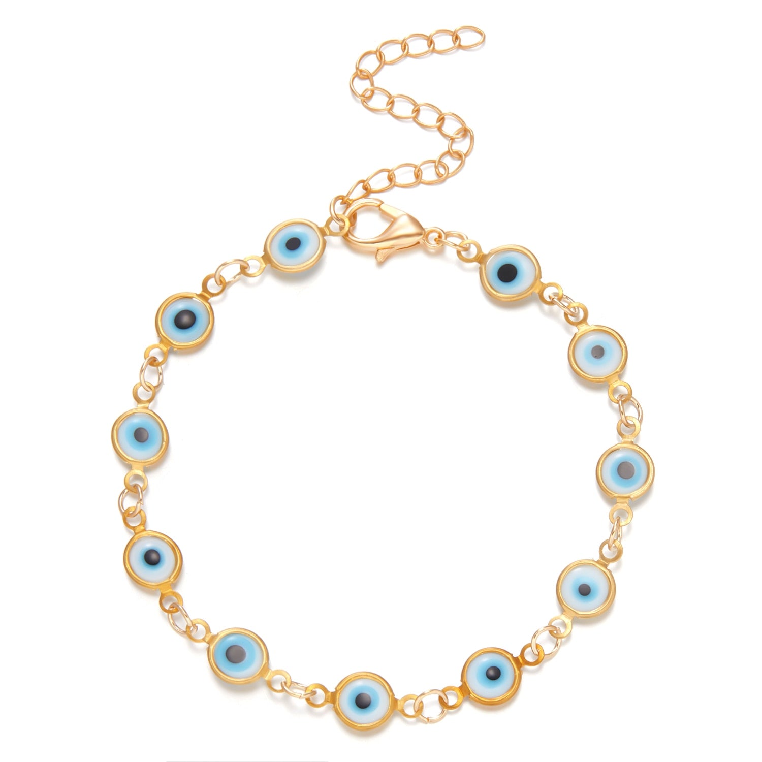 Lucky Turkey Evil Eye Bracelet Colorful Adjustable Metal Chain Bracelet