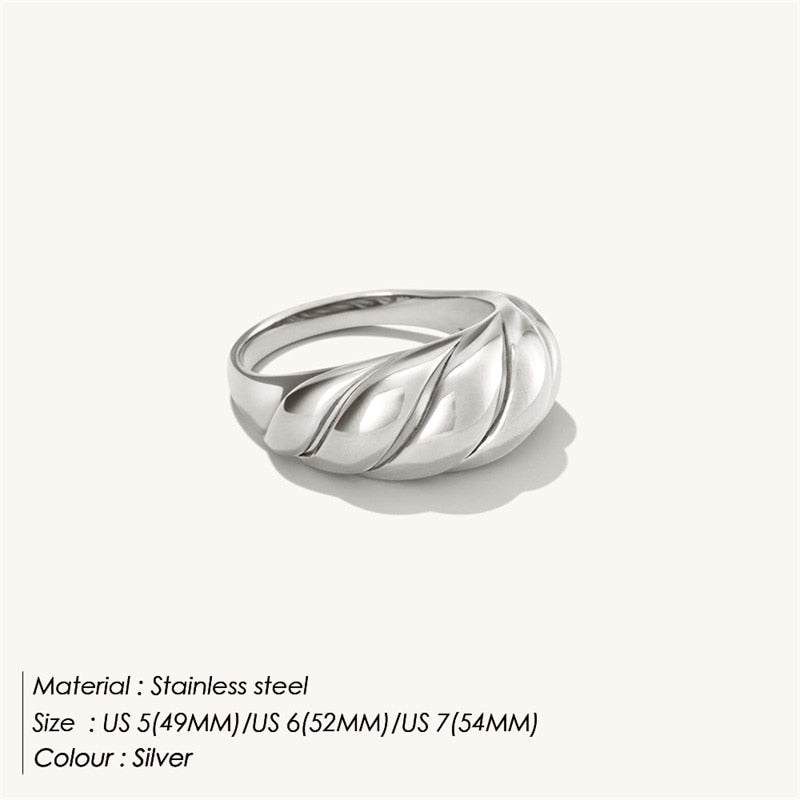 eManco Simple Fashion Style texture  Stainless Steel Ring