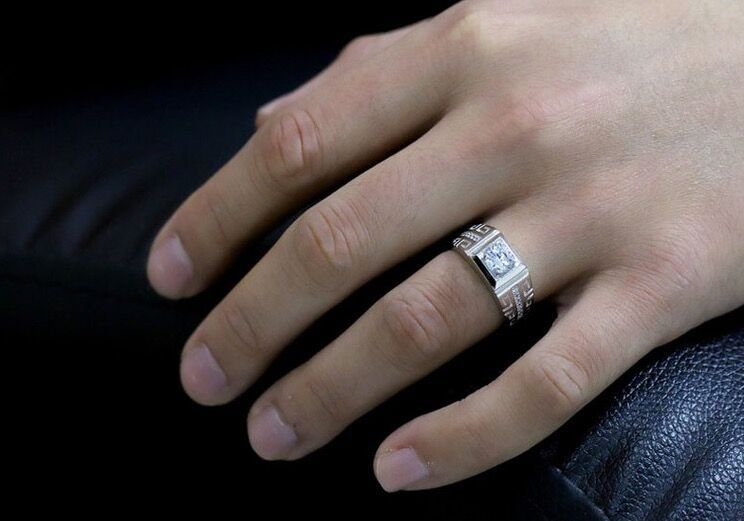 Charm 925 Sterling Shining crystal adjustable size Silver Ring