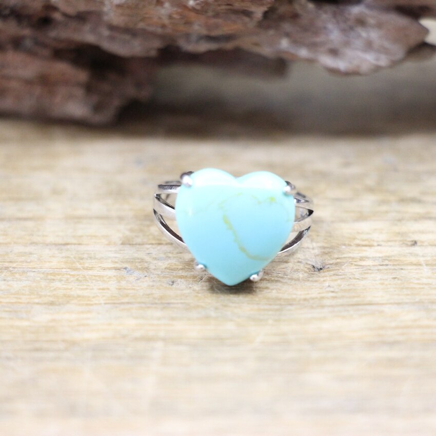 Heart Gems Stone Quartz Adjustable Ring