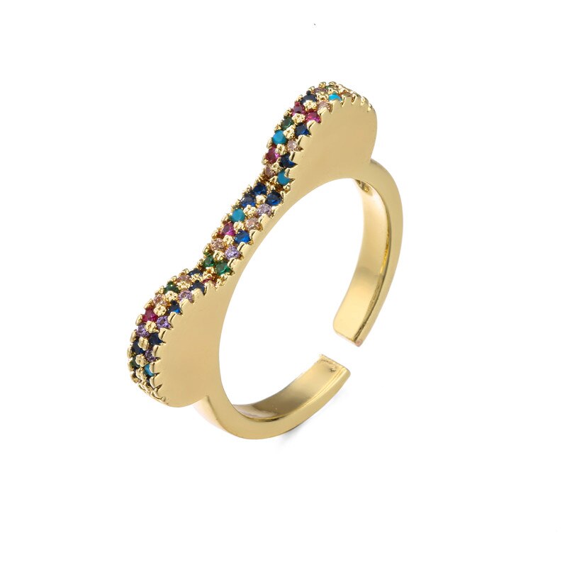 Trendy Gold Color Copper Geometric AAA Cubic Zirconia Ring