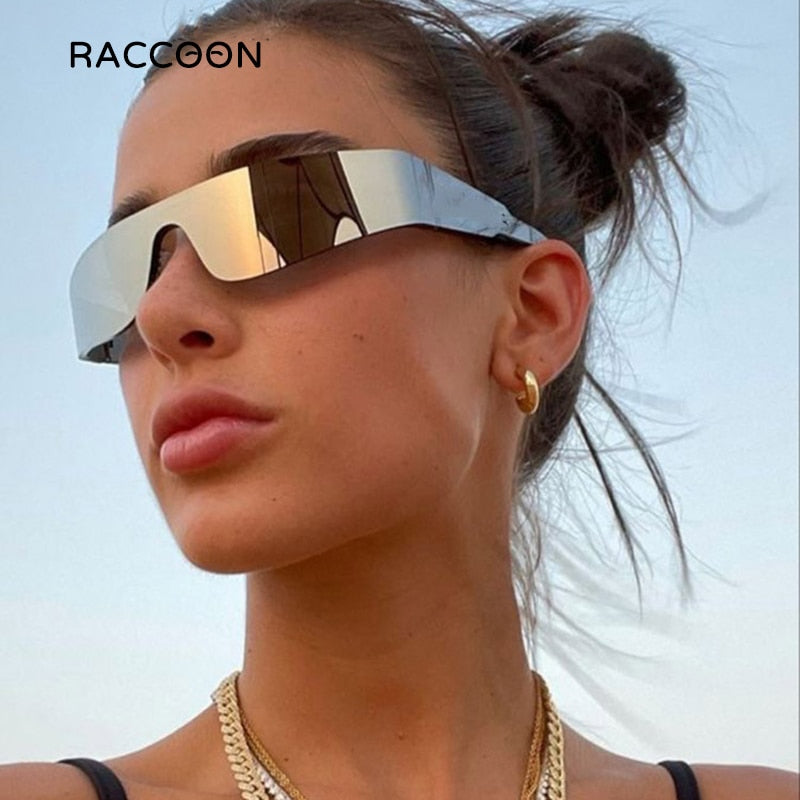 Kardashan Flat Top Shield Fashion Punk Sunglasses Women Y2K Sun Glasses