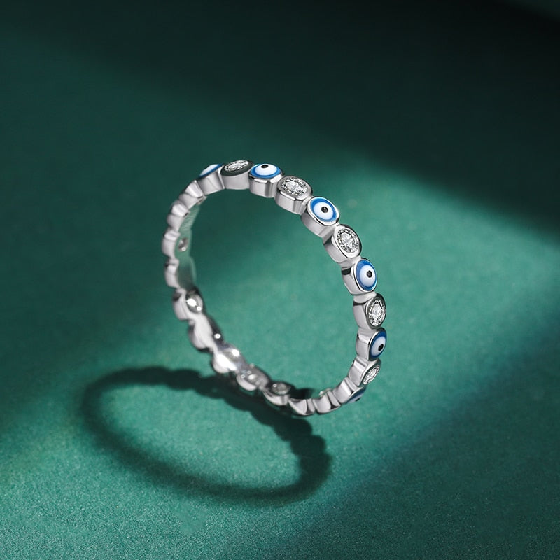 Creative Sapphire Eye Round Full Diamond Crystal Couple Ring