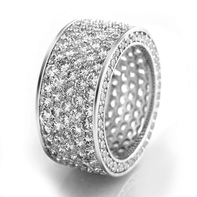 Huitan Luxury Wide Promise Paved CZ Silver Color/Gold Color Sparkling Ring