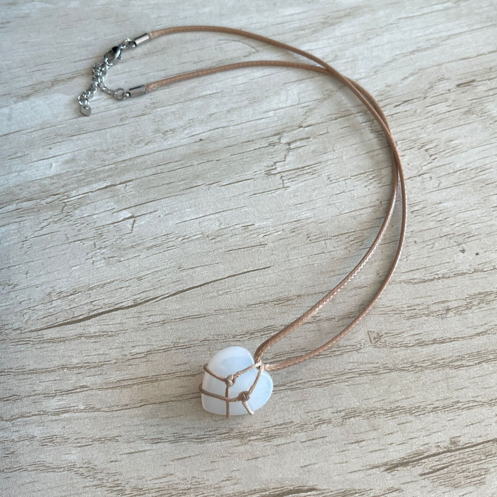 Heart Opal Powder Diamond Castle Necklace