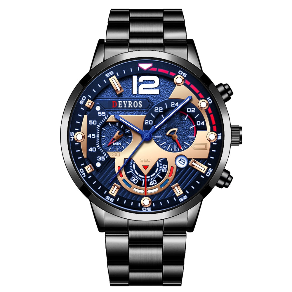 Luxury Stainless Steel Quartz Wristwatch