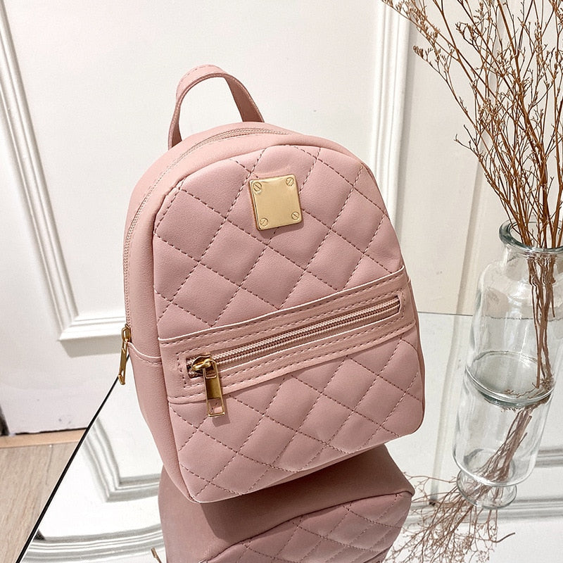 PU Leather Mini Women Backpack Multi-Function Bag