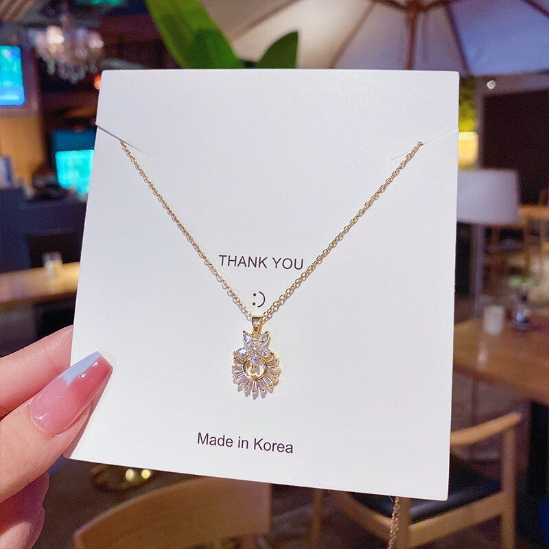 Heart Zircon Crystal Stainless Steel Necklace