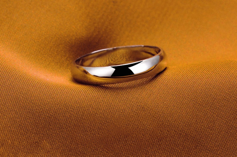 4mm Thin White Gold Color Tibetan Silver Ring